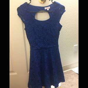 Royal blue lace cutout dress